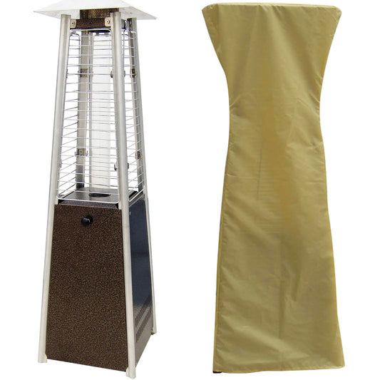 Hanover - Patio Heaters with Mini Pyramid Portable Table Top Patio Heater with Cover - Stainless - HAN0202HB-CV