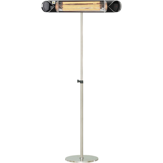 Hanover - 35.4 In. 1500W Infrared Electric Patio Heater With Remote Control & Adjustable Pole Stand - Black | HAN1052ICBLK-SD
