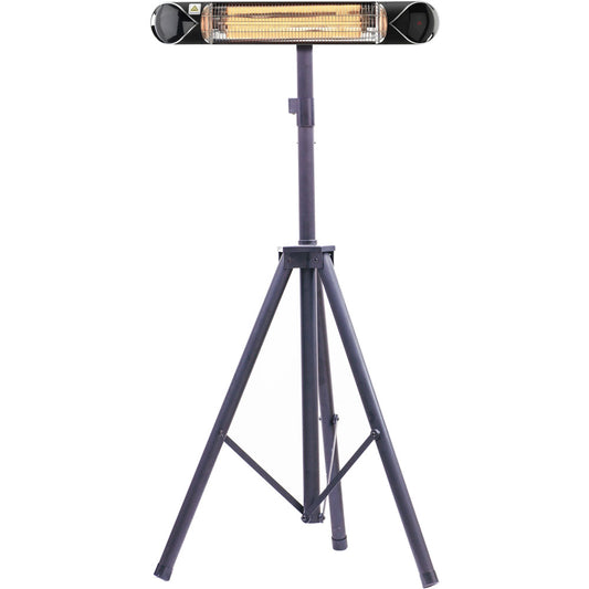 Hanover - 35.4 in. 1500-Watt Infrared Electric Patio Heater with Remote Control and Tripod Stand - Black | HAN1052ICBLK-TP