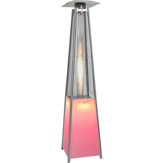 Hanover - Square Patio Heater, 7' Tall, Propane, LED Flame Glass, 42,000 BTU - Patio Heaters - HAN110SS