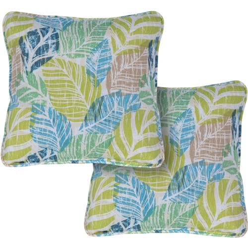 Hanover Accessories Hanover - Hanover Toss Pillow Palm Pattern Set of 2 - Green/Blue