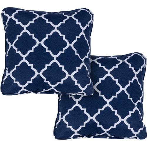 Hanover Accessories Hanover Toss Pillow Lattice Pattern Set of 2 - Navy/White