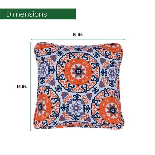 Hanover Accessories Hanover Toss Pillow Medalian Pattern Set of 2 - Orange/Blue