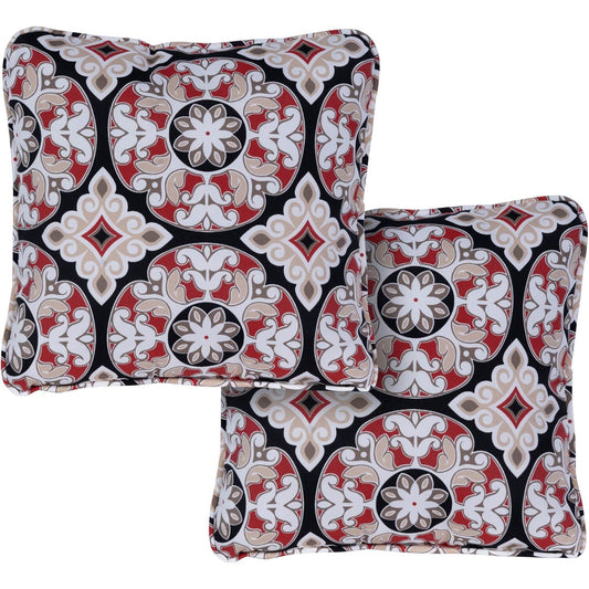 Hanover Accessories Hanover - Toss Pillow Medalian Pattern Set of 2 - Red/Black | HANTPMED-RDB-2