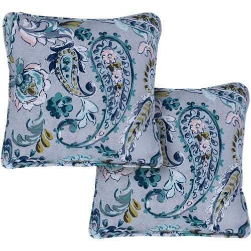 Hanover Accessories Hanover Toss Pillow Paisely Pattern Set of 2 - Grey/Blue