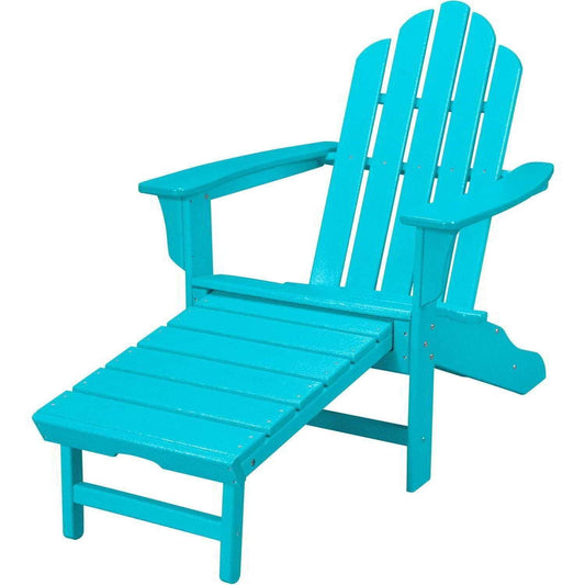 Hanover Adirondack Chairs Hanover All-Weather Contoured Adirondack Chair with Hideaway Ottoman- Aruba