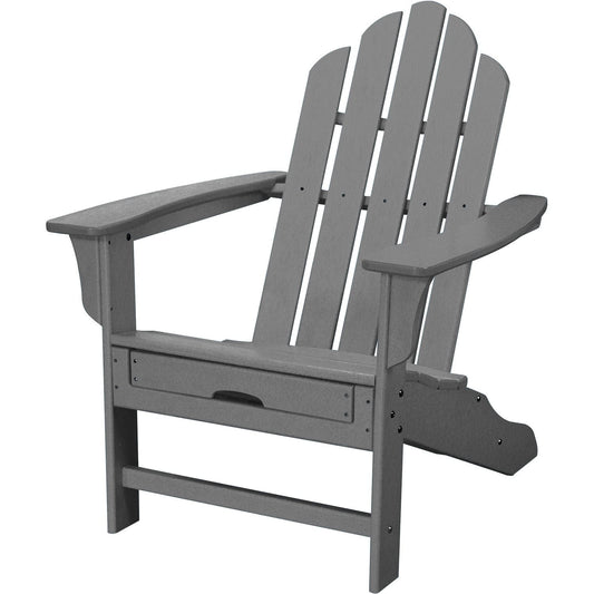 Hanover Adirondack Chairs Hanover- All Weather Contoured Adirondack Chair with Hideaway Ottoman- Grey | HVLNA15GY