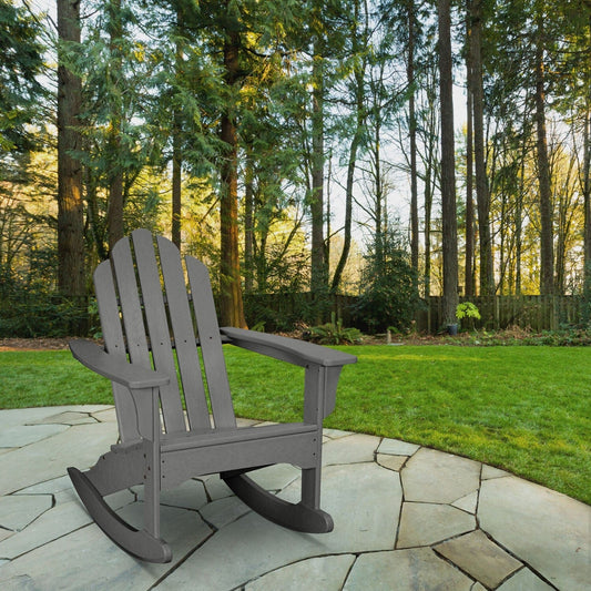 Hanover Adirondack Chairs Hanover - Hanover All-Weather Adirondack Rocking Chair - Grey | HVLNR10GY