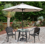 Hanover Bistro Set Hanover - Bambray 3 Piece Dining Set | 2 Woven Dining Chairs | 1 30" Sq Glass Table | Brown | BAMDN3PCG