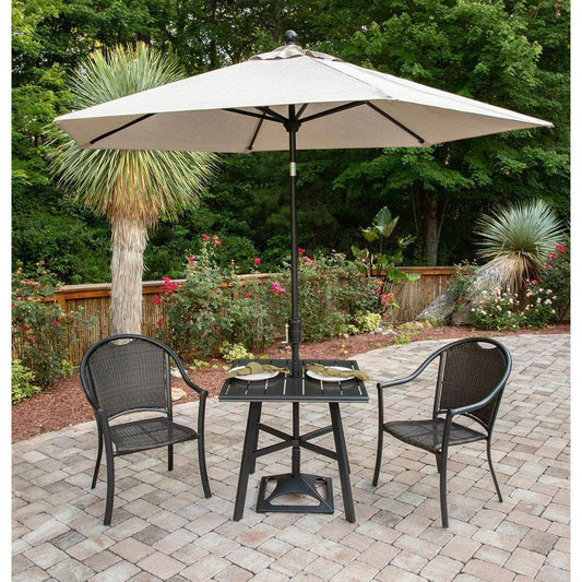 Hanover Bistro Set Hanover - Bambray 3pc Dining Set: 2 Woven Dining Chairs and 1 30" Sq Slat Tbl BAMDN3PCS