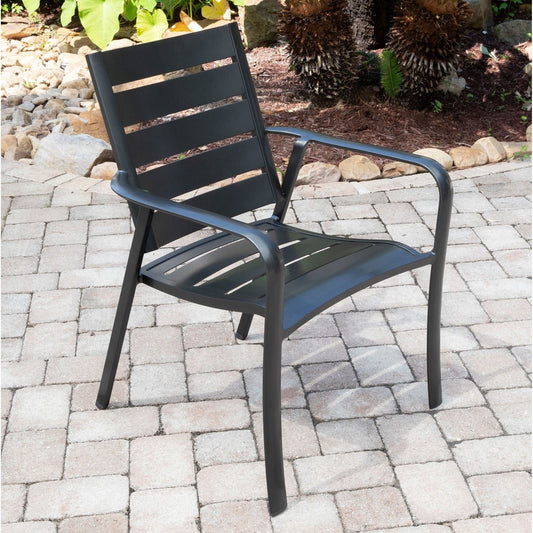 Hanover Bistro Set Hanover - Cortino 3pc Dining Set: 2 Alum Slat Dining Chairs and 1 30" Sq Glass Tbl CORTDN3PCG