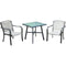 Hanover Bistro Set Hanover - Foxhill 3pc Dining Set: 2 Sling Dining Chairs and 1 30" Sq Glass Table