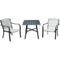 Hanover Bistro Set Hanover - Foxhill 3pc Dining Set: 2 Sling Dining Chairs and 1 30" Sq Slat Table