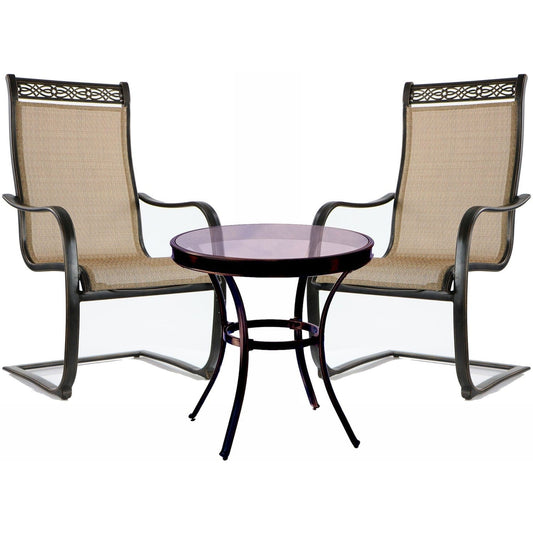 Hanover Bistro Set Hanover Monaco 3-Piece Bistro Set with Spring Sling Chairs, MONDN3PCSPG