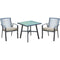 Hanover Bistro Set Hanover - Pemberton 3pc: 2 Alum Dining Chairs w/ Cushion and 1 30" Sq Glass Tbl