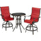 Hanover Bistro Set Hanover Traditions 3-Piece High-Dining Bistro Set in Red with 2 Padded Swivel Counter-Height Chairs and 30-in. Cast-top Table - TRADDN3PCPDBR-RED