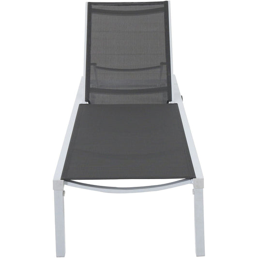 Hanover Chaise Lounge Hanover Windham Adjustable Aluminum Sling Chaise in Gray Sling and White Frame | WINDCHS-W-GRY