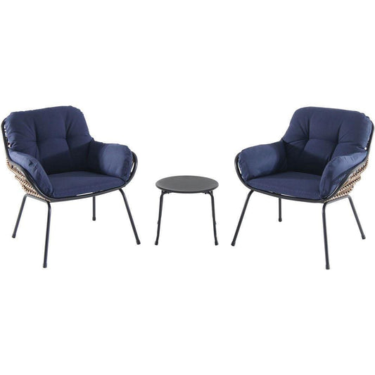 Hanover Conversation Set Hanover Naya 3-Piece Chat Set with Navy Blue Cushions