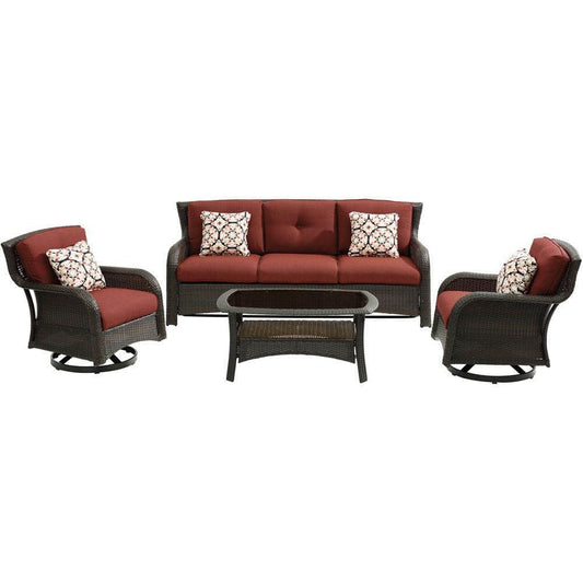 Hanover Conversation Set Hanover - Strathmere 4-Piece Lounge Set in Crimson Red