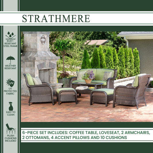Hanover Conversation Set Hanover - Strathmere 6-Piece Lounge Set in Cilantro Green