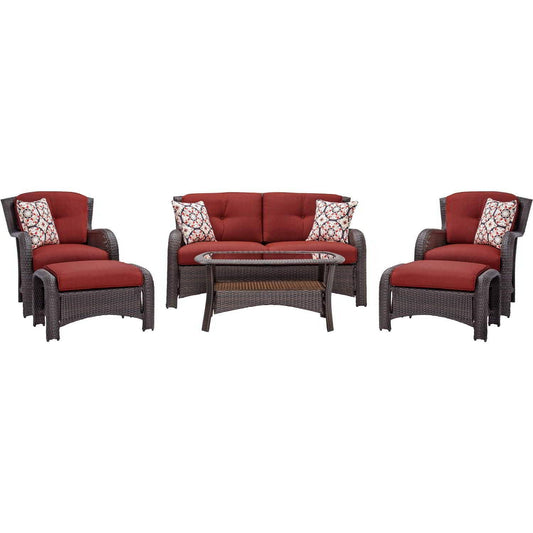 Hanover Conversation Set Hanover - Strathmere 6-Piece Lounge Set In Crimson Red