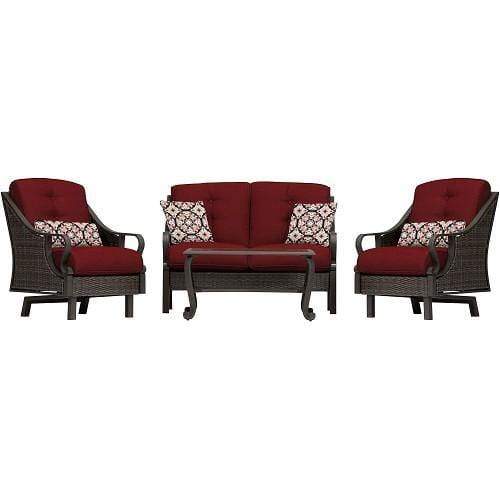 Hanover Conversation Set Hanover Ventura 4-Piece Patio Set in Crimson Red
