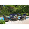 Hanover Conversation Set Hanover Ventura 4-Piece Patio Set | Sofa, 2 glide chairs, ceramic tile coffee table | Brown/Navy | VENTURA4PC-NVY