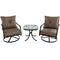 Hanover Deep Seating Hanover - 3pc Seating Set: 2 steel swivel rockers, glass side table