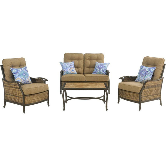 Hanover Deep Seating Hanover - Hudson Sq 4pc Seating Set: 1 Loveseat, 2 Chairs, 1 Coffee Table