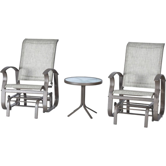 Hanover Deep Seating Hanover - Manchester 3pc Seating Set: 2 Glider Chairs and Glass Top Side Table