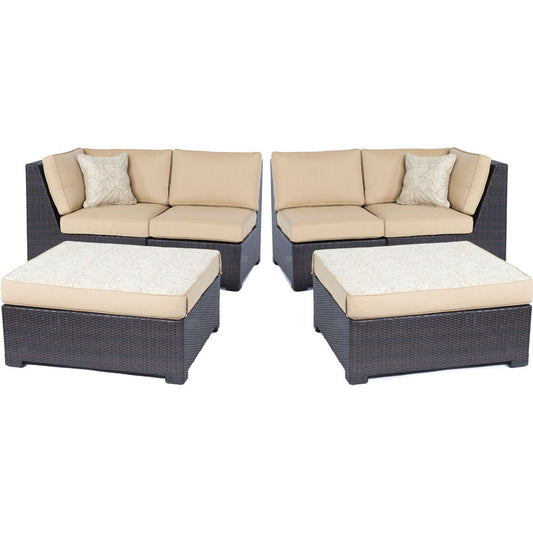 Hanover Deep Seating Hanover - Metro6pc Set:2 Corner Wedges,2 Armless Chairs,and 2 Ottomans w/ Cushions