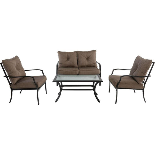 Hanover Deep Seating Hanover - Palm Bay 4 Piece Steel Seating Set: Loveseat, 2 Side Chairs, Coffee Table