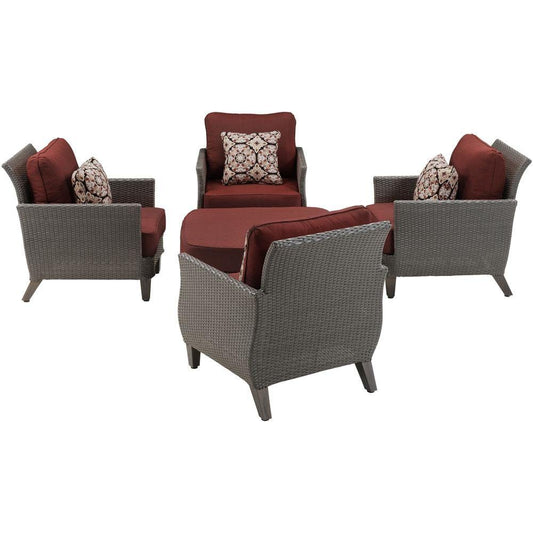 Hanover Deep Seating Hanover Savannah 5-Piece Chat Set in Crimson Red