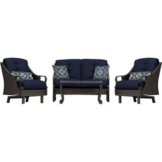 Hanover Deep Seating Hanover Ventura 4-Piece Patio Set in Navy Blue