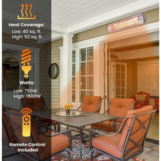 Hanover Electric Outdoor Heaters Hanover - 26.5 in Electric Wall/Hanging Heater-2 heat settings,with Remote