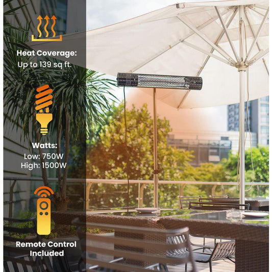 Hanover Electric Outdoor Heaters Hanover - 30.7" Electric Infrared Carbon Lamp 2 w/ heat levels and Remote Control