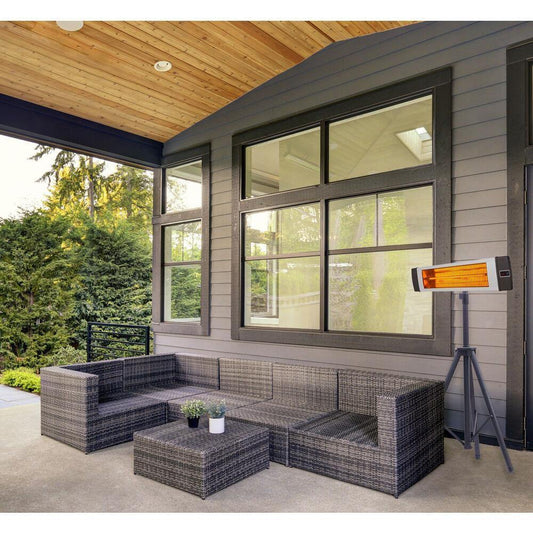 Hanover Electric Outdoor Heaters Hanover - 34.6" Electric Carbon Lamp w/Three Heat Levels, Remote and Tripod Stand