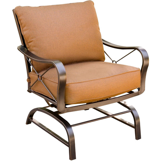 Hanover Fire Pit Chat Set Hanover - Stone Harbor 5pc Fire Pit (4 cushion rockers, 40" square fire pit)