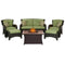 Hanover Fire Pit Chat Set Hanover - Strathmere 6-Piece Lounge Set In Cilantro Green with Fire Pit Table