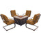 Hanover Fire Pit Chat Set Hanover - Summer Night 5pc Fire Pit Set: 4 Spring Chairs and Durastone Fire Pit