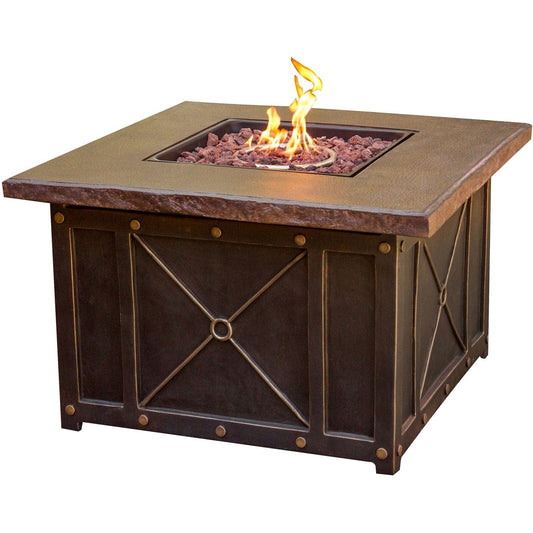 Hanover Fire Pit Chat Set Hanover - Summer Night 5pc Fire Pit Set: 4 Spring Chairs and Durastone Fire Pit