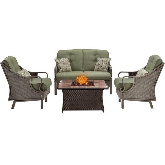 Hanover Fire Pit Chat Set Hanover - Ventura 4-Piece Fire Pit Chat Set in Vintage Meadow