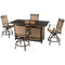Hanover Fire Pit Dining Set Hanover Fontana 5-Piece High-Dining Set in Tan with 4 Counter-Height Swivel Chairs and a 30,000 BTU Fire Pit Dining Table