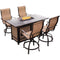 Hanover Fire Pit Dining Set Hanover Monaco 5-Piece High-Dining Set with 4 Swivel Chairs, and a 30,000 BTU Fire Pit Table, MONDN5PCFP-BR Hanover Monaco 5-Piece High-Dining Set with 4 Swivel Chairs, and a 30,000 BTU Fire Pit Table, MONDN5PCFP-BR