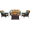 Hanover Fire Pits Hanover - San Marino 4pc Fire Pit Set with Tan Tile Top