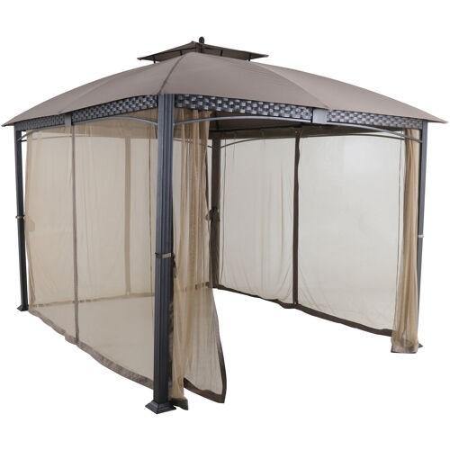 Hanover Gazebo Aster Aluminum and Steel Gazebo with Mosquito Netting in Tan 9.8' D x 11.8' W x 9.7' H