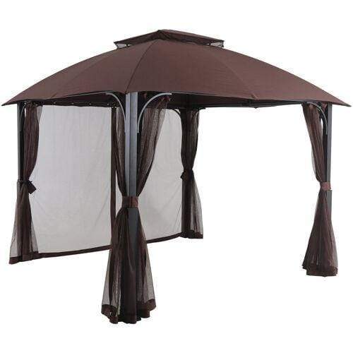 Hanover Gazebo Morning Vale 9.8' D x 9.8' W x 9.4' H Gazebo with Mosquito Netting in Brown