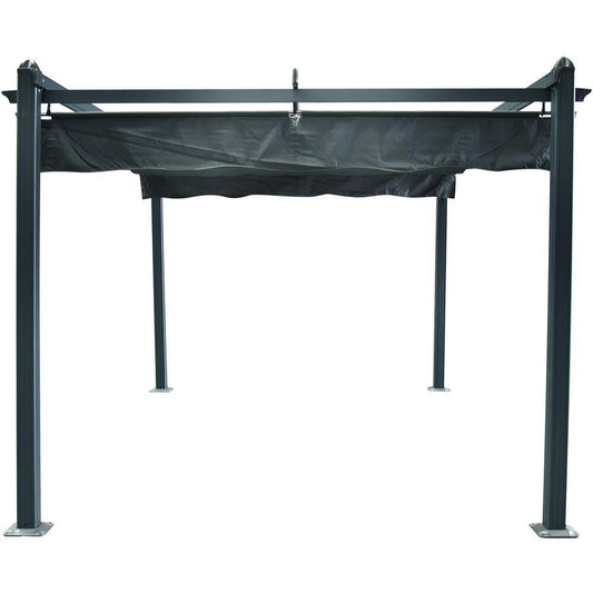Hanover Hanover 10-Ft. x 10-Ft. Aluminum Pergola with Adjustable Canopy Cover, Dark Gray