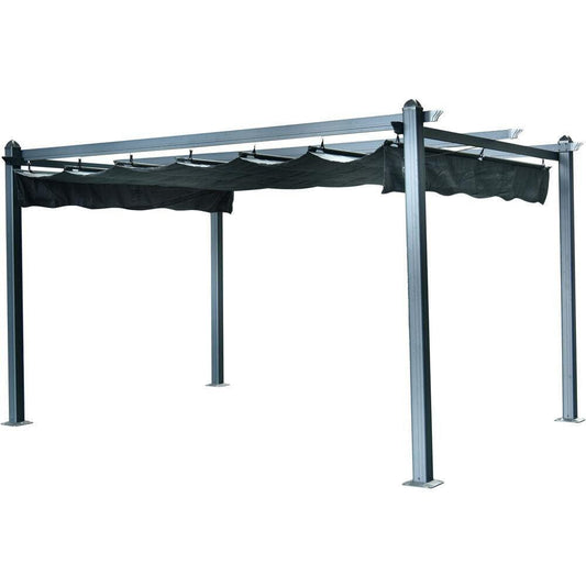 Hanover Hanover 13-Ft. x 10-Ft. Aluminum Pergola with Adjustable Canopy Cover, Dark Gray