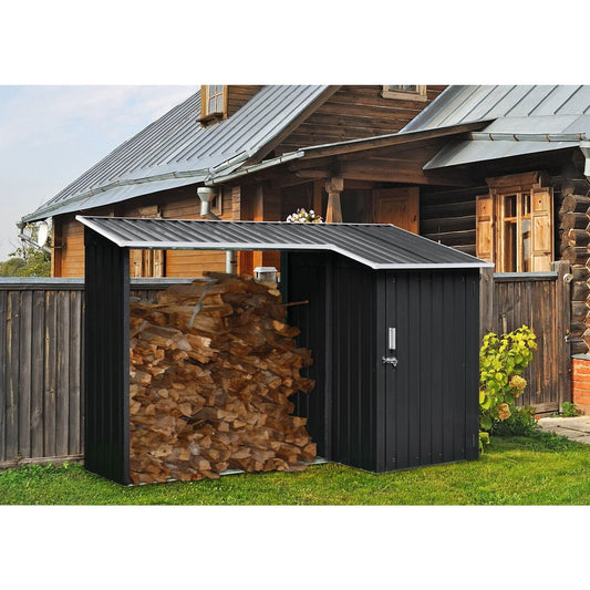 Hanover Hanover 2-in-1 Galvanized Steel Multi-Use Shed with Firewood Storage